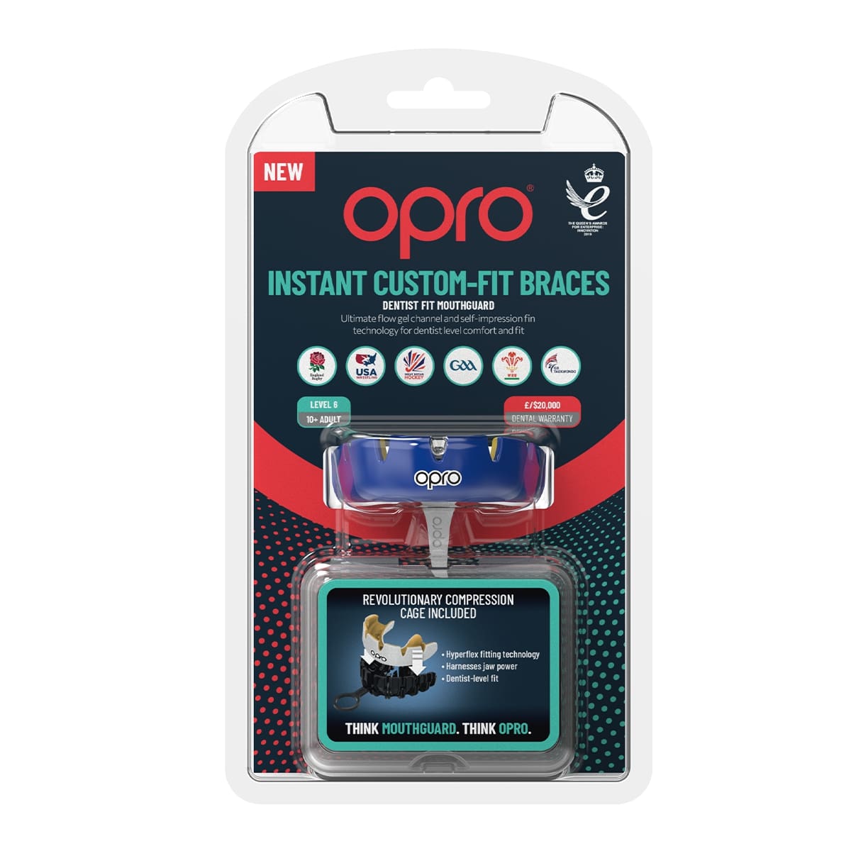 Instant Custom-Fit Dark Blue Mouthguard for Braces