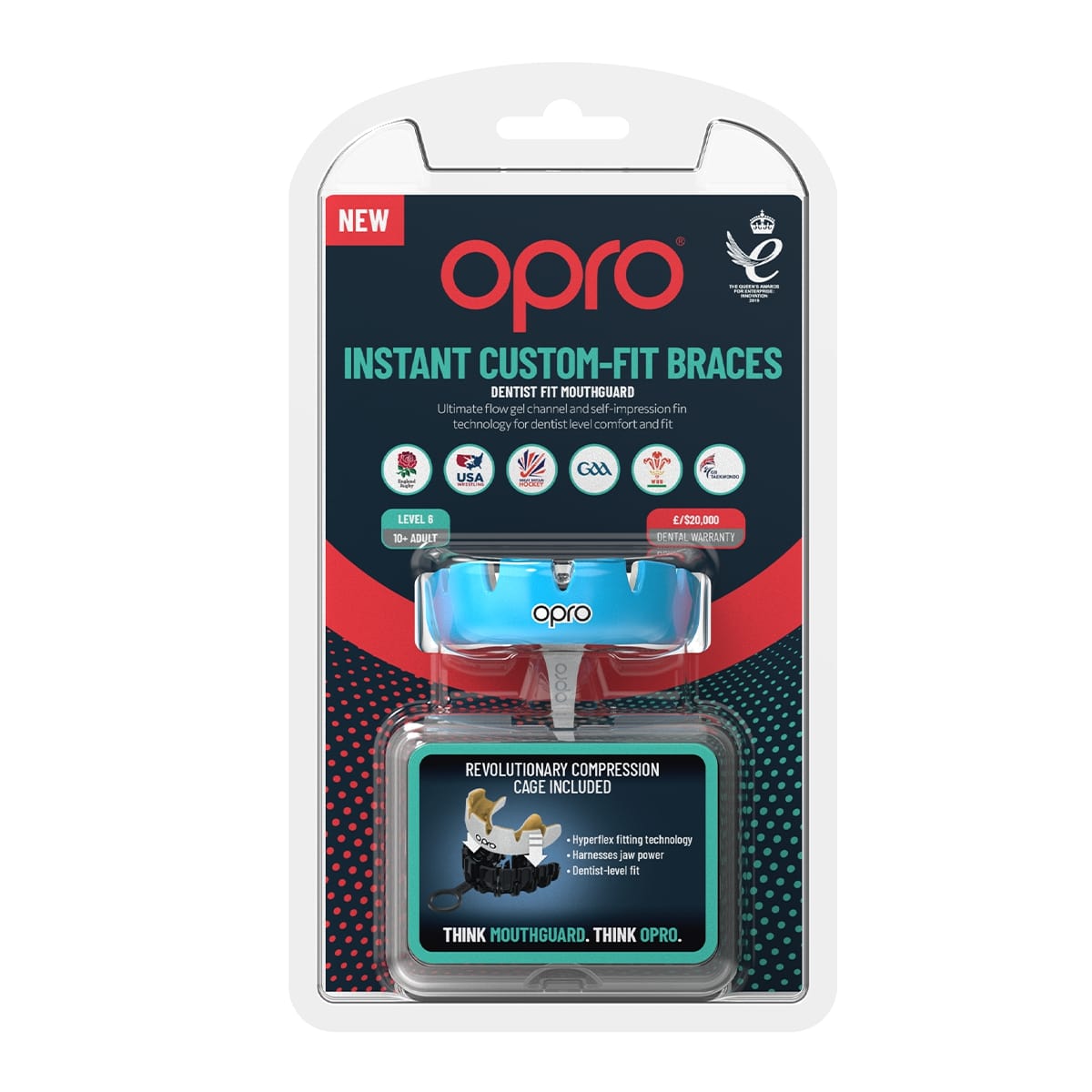 Instant Custom-Fit Sky Blue Mouthguard for Braces