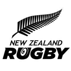 New Zealand Rugby logo featuring a black fern above the text “New Zealand Rugby” on a transparent background.
