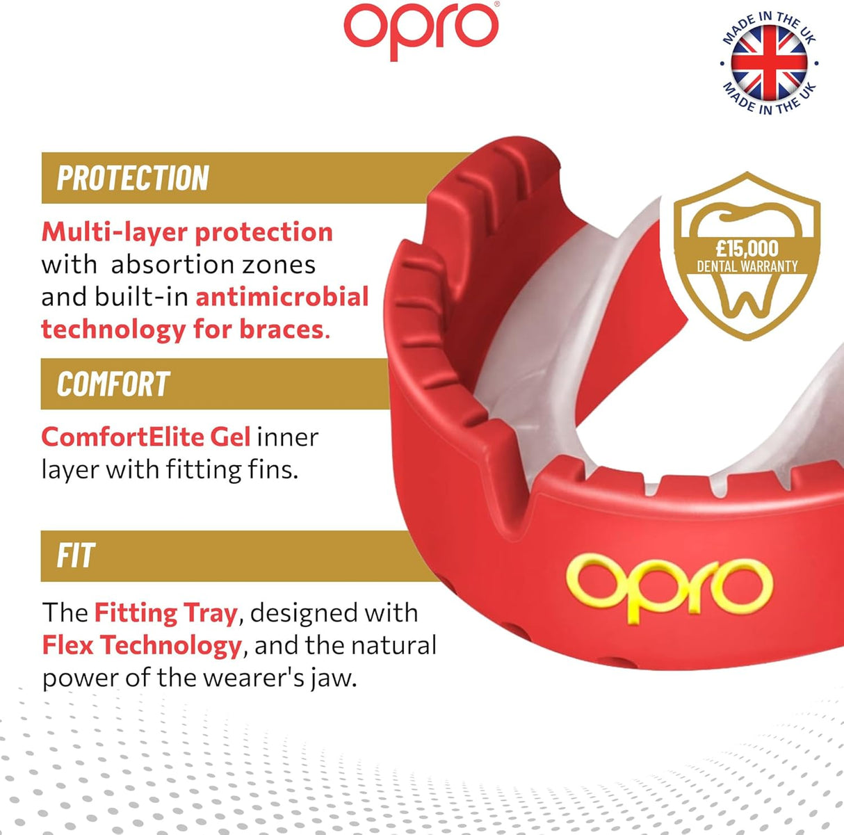 Gold Level Red Mouthguard for Braces