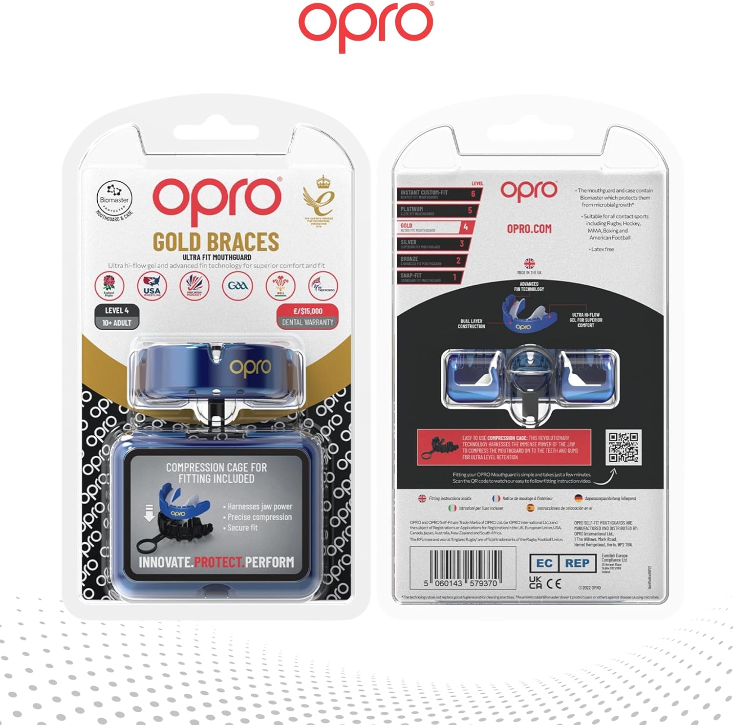 Gold Level Blue Mouthguard for Braces