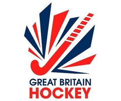 Great Britain Hockey logo featuring a red and blue hockey stick design with bold text underneath.
