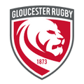 Gloucester Rugby logo featuring a red and white shield with a lion’s head and the year 1873, topped with the text "GLOUCESTER RUGBY".