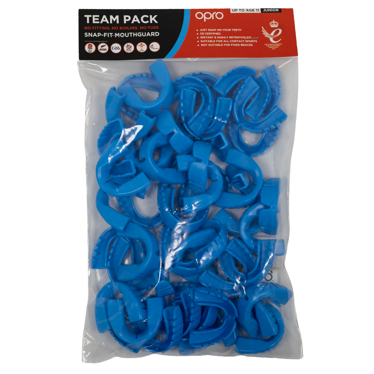 Snap-Fit Junior (Under 10 Years) Mouthguards Team Pack – Sky Blue (50 Units)