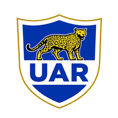Argentina Rugby (UAR) logo featuring a yellow jaguar on a blue and white shield with UAR text.