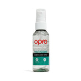 Opro mouthguard disinfectant spray bottle on a white background