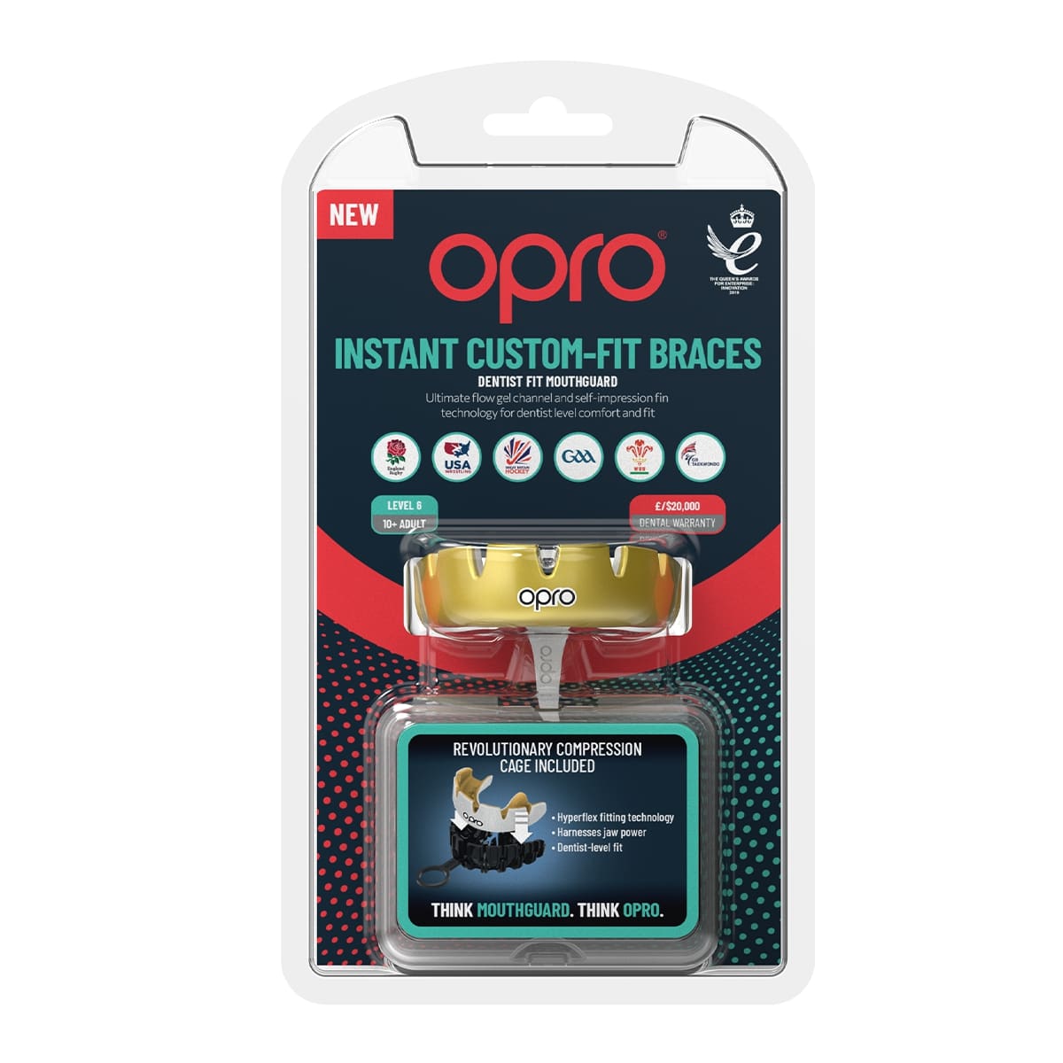 Instant Custom-Fit Gold Mouthguard for Braces