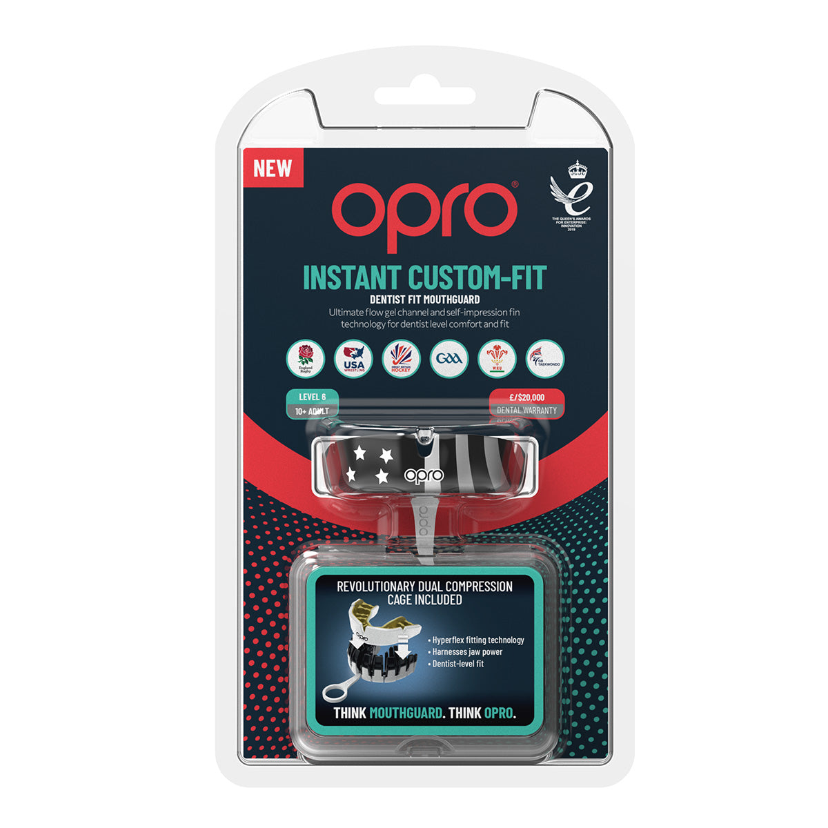 Instant Custom-Fit USA Silver Mouthguard