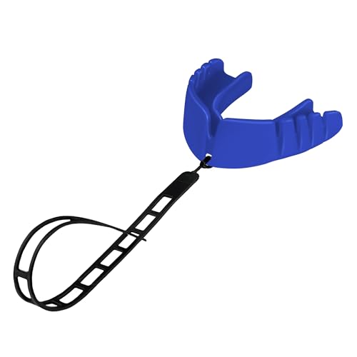 Snap-Fit Electric Blue Mouthguard with Strap