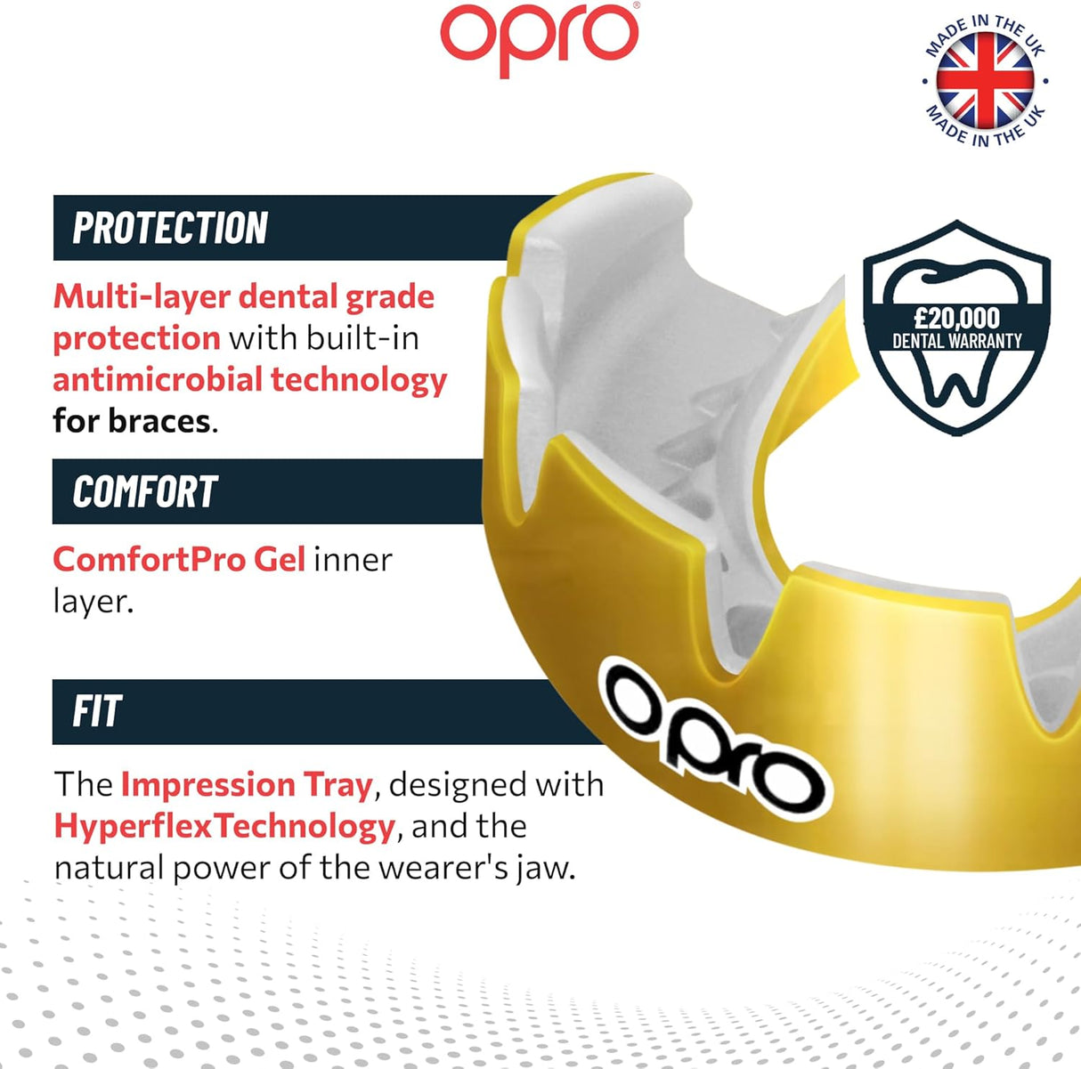 Instant Custom-Fit Gold Mouthguard for Braces