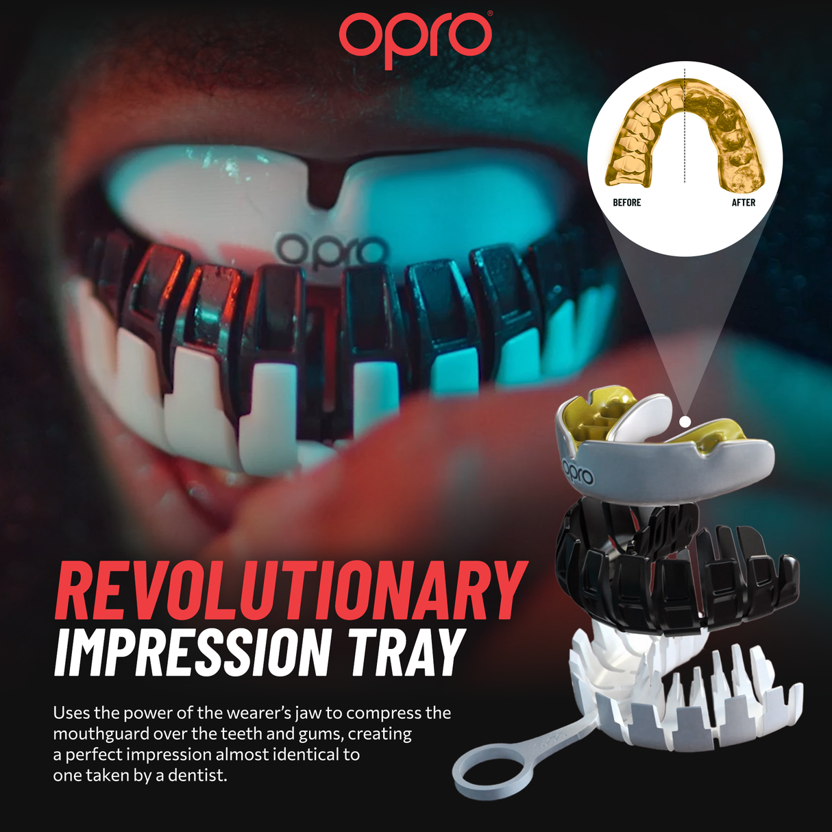 Instant Custom-Fit 3 Stripe Black/White Mouthguard