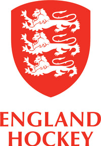 England Hockey logo featuring three white lions on a red shield above bold text.
